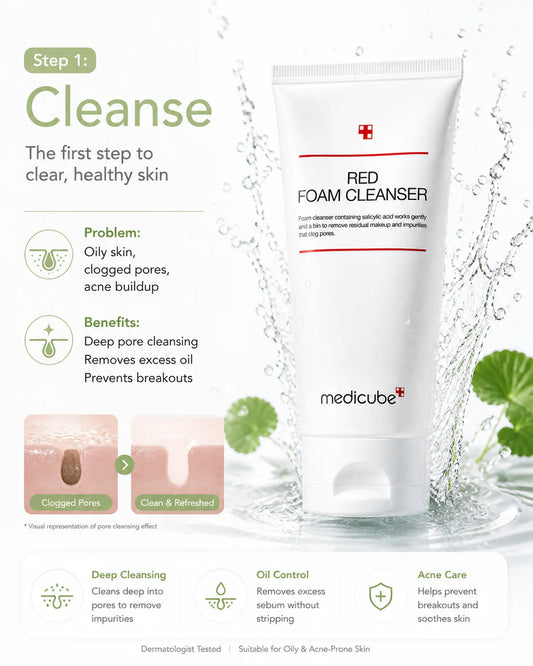[Medicube] Clear Skin 3-Step Kit – Acne, Pore & Oily Skin Routine (Cleanser, Serum, Cream)